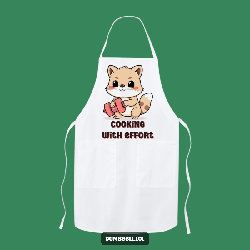 Funny Determined Animal Dumbbell Apron - Whimsical Struggle Kitchen Gift