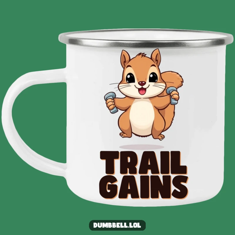 Funny Squirrel Dumbbell Camping Mug: Rugged Humor for Outdoor Adventures, a Brilliant Funny Gift