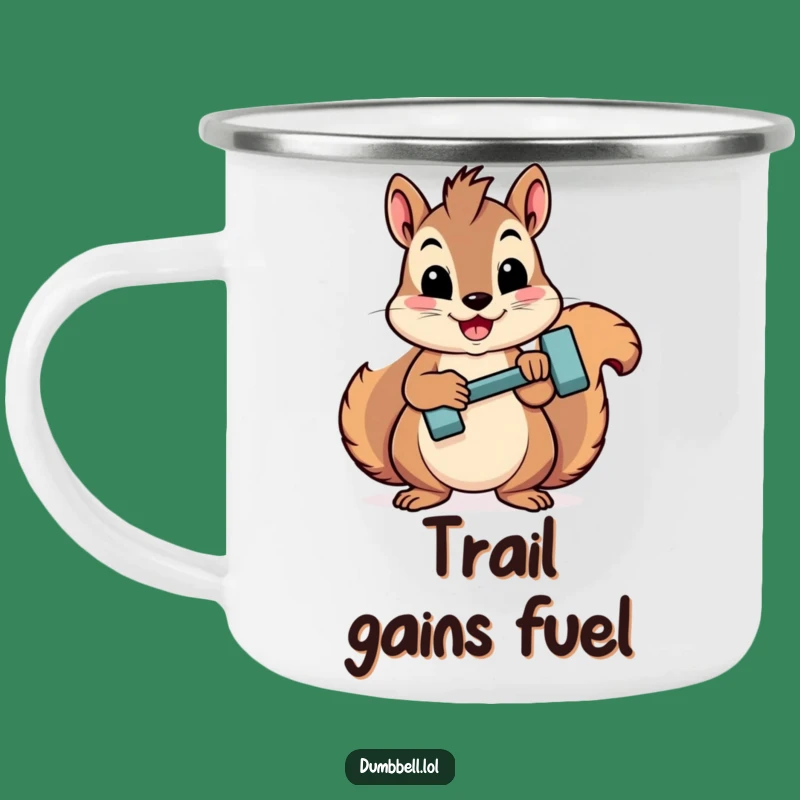 Funny Squirrel Dumbbell Camping Mug: Adventure Brews with Humor