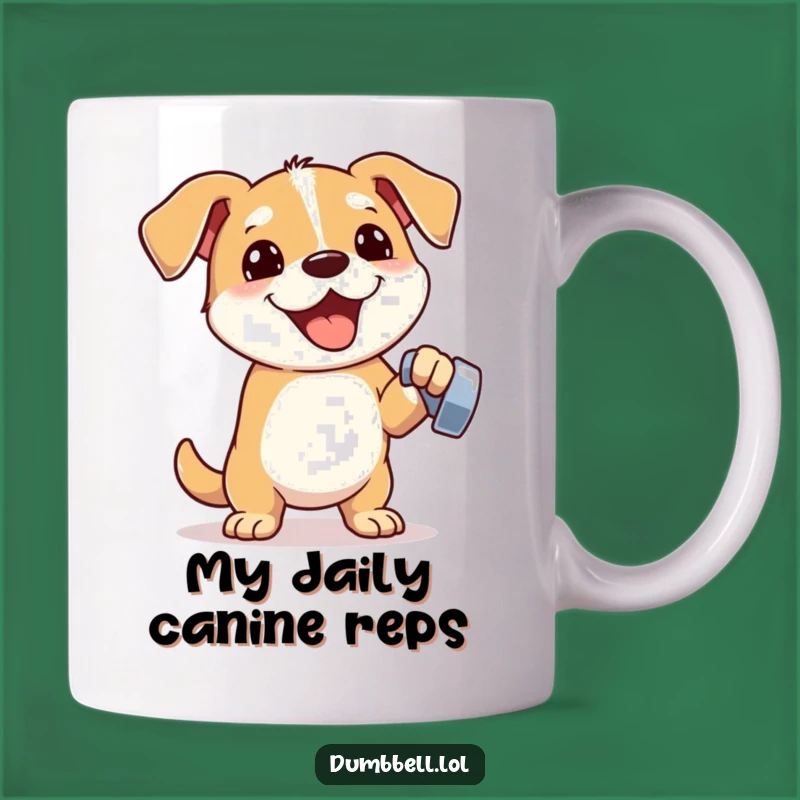 Funny Fitness Dog Mug: Energetic Pup Lifting Dumbbell for Workout Motivation Gift