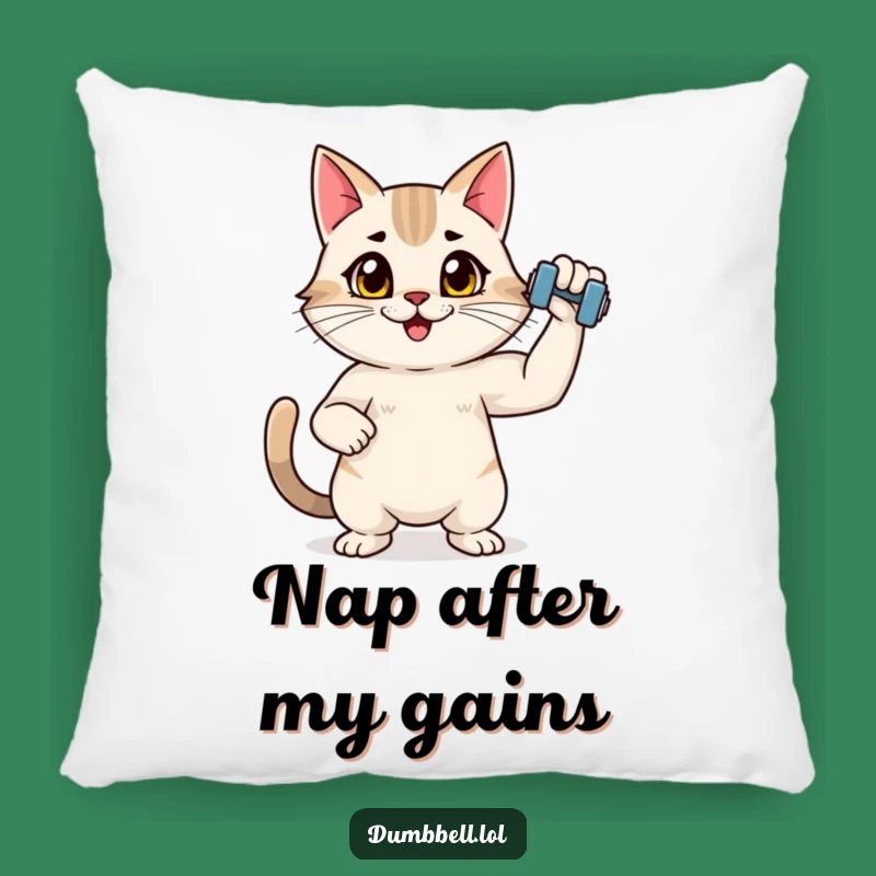 Funny Fitness Cat Pillow: Cozy Accent with a Flexing Feline for Your Sofa