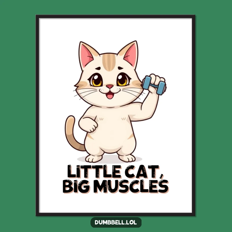Funny Fitness Cat Digital Art: Instant Flexing Kitty Print for Wall Decor