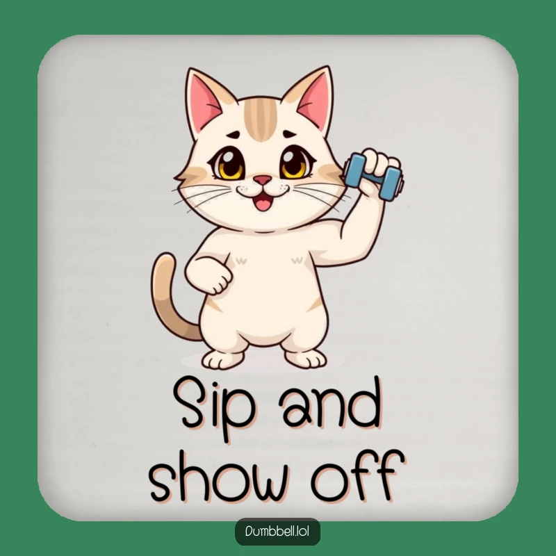 Funny Fitness Cat Drink Coaster: Protect Surfaces with Feline Strength & Humor