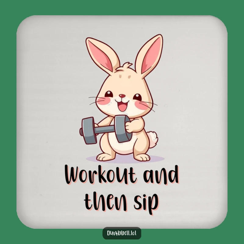 Funny Bunny Fitness Coaster: Determined Bunny Protects Table, Unique Funny Gift