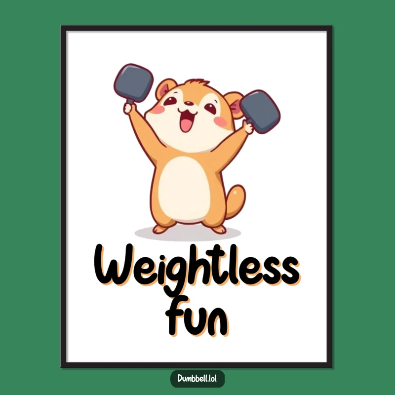 Funny Playful Animal Dumbbell Poster - Motivational Toss Wall Art Gift