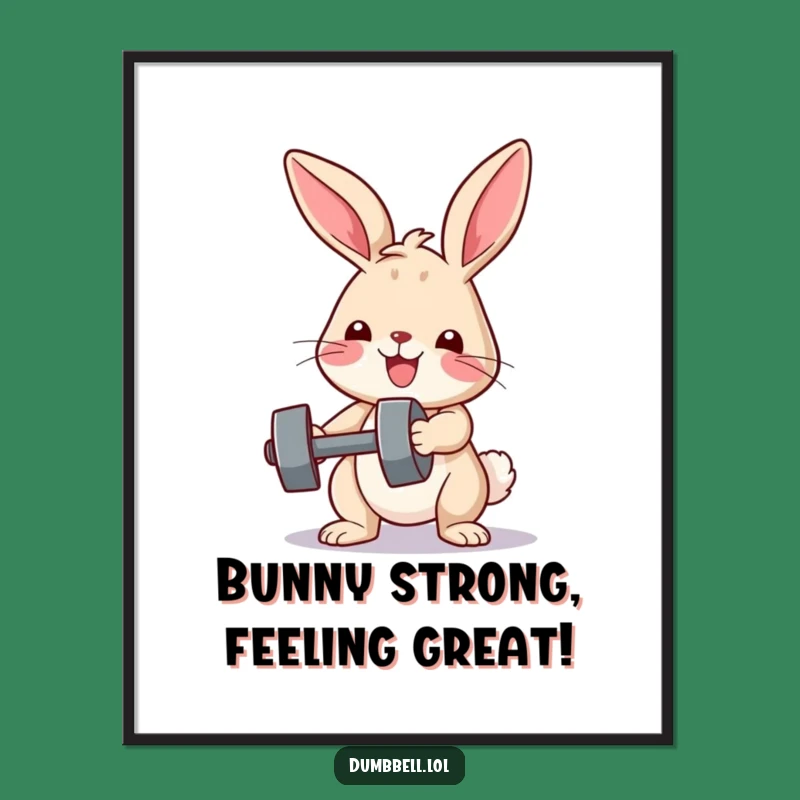 Funny Free Printable Wall Art: Determined Bunny Weightlifter Downloadable Art