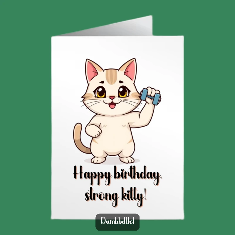 Free Printable Birthday Card: Flexing Cat's Gains, Downloadable Gift