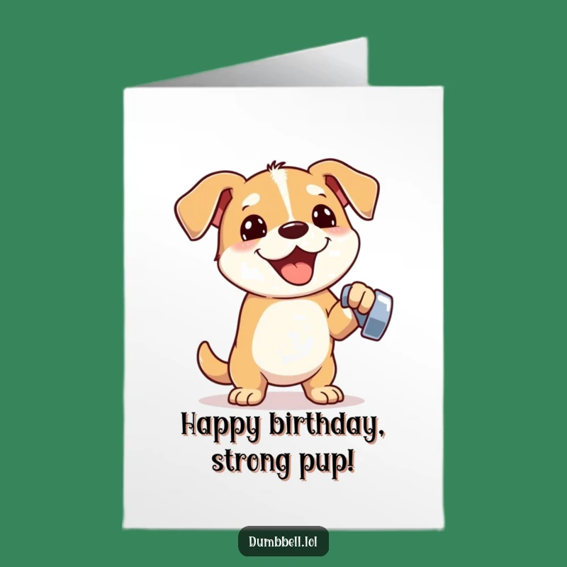 Free Printable Birthday Card: Fit Dog Lifts Weights, Downloadable Gift