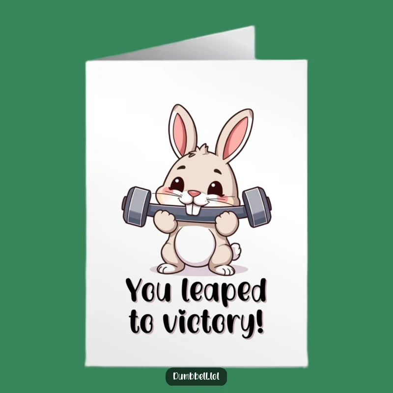 Free Printable Congrats Card: Rabbit's Victory Lift, Downloadable Gift