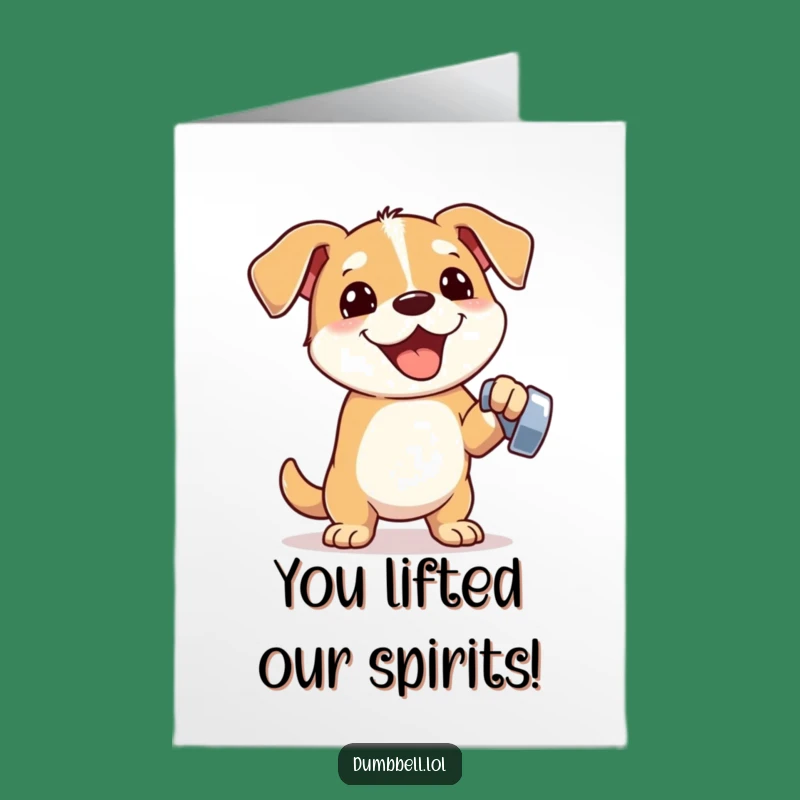 Free Printable Congrats Card: Strong Dog Lifts Victory, Downloadable Gift