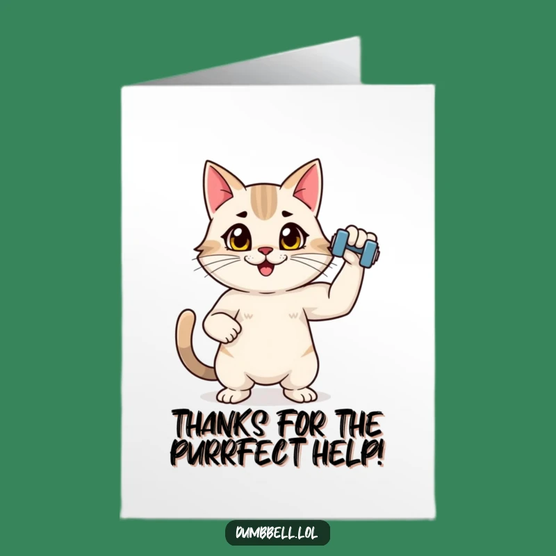 Free Printable Thank You Card: Cat Flexes Gratitude, Downloadable Gift