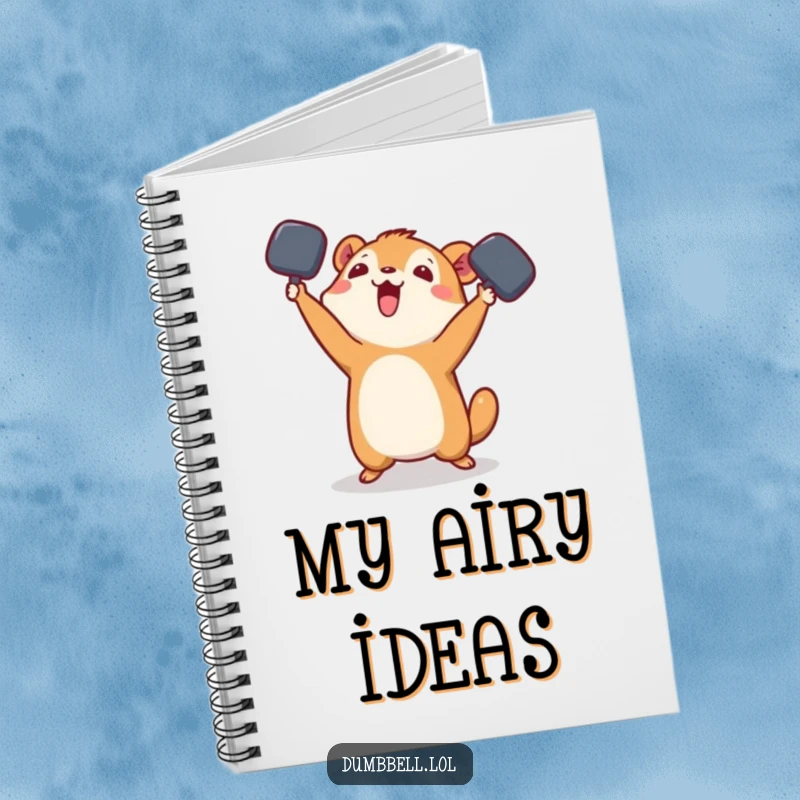 Funny Notebook: Small animal playfully tossing a dumbbell in the air, ready to record your fun workout notes.