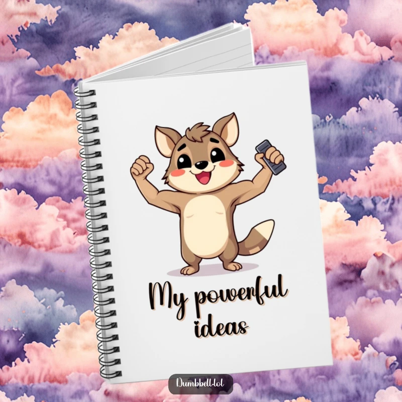 Funny Notebook: Happy animal flexing muscles while holding a dumbbell, ready to record your fitness goals.