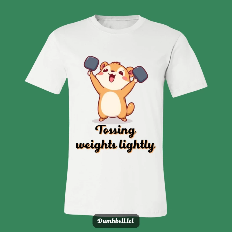 Funny Playful Animal Dumbbell T-Shirt - Comical Toss Graphic Tee Gift