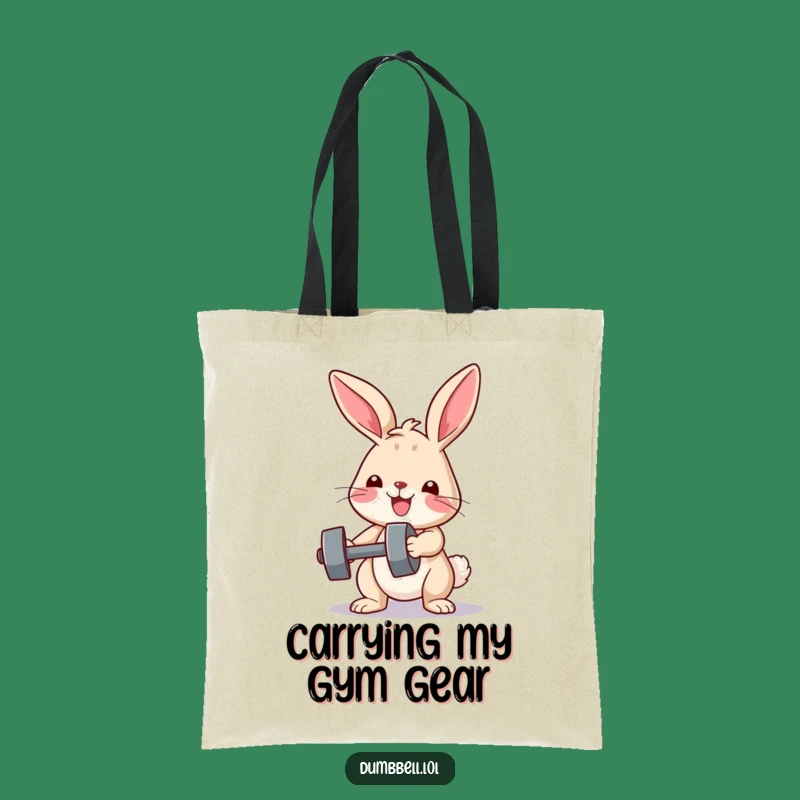 Funny Bunny Fitness Tote Bag: Determined Bunny Carries Gym Gear, Practical Funny Gift