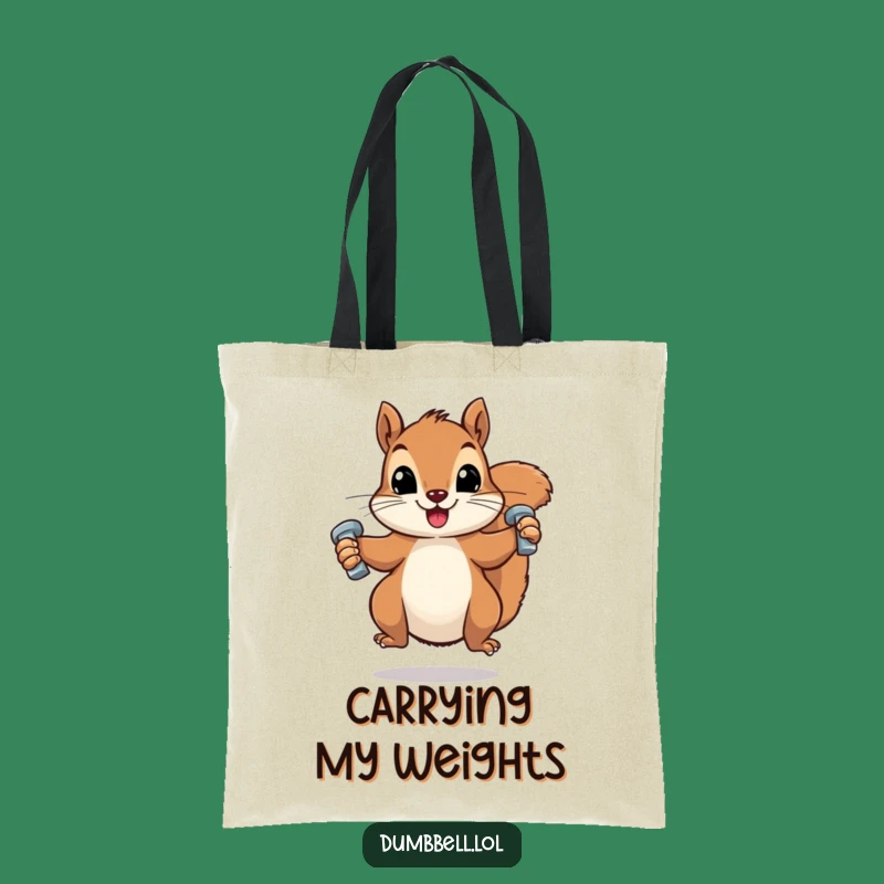 Funny Squirrel Dumbbell Tote Bag: Carry Your Essentials with Hilarious Fitness Flair, Great Funny Gift