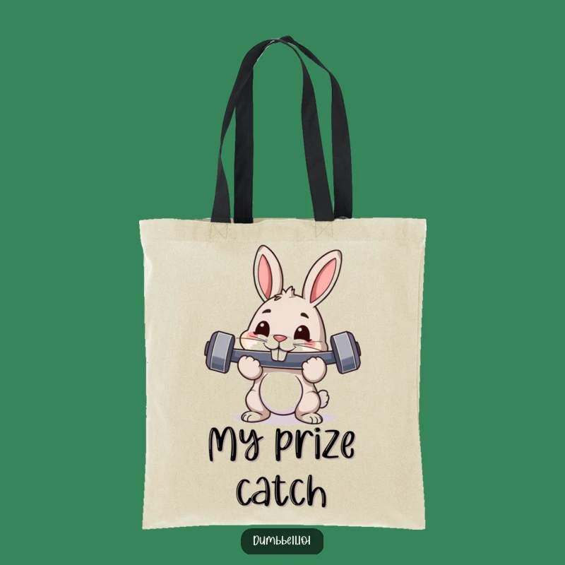 Funny Pouncing Rabbit Tote Bag: Durable Carryall for Fitness Fans & Bunny Lovers